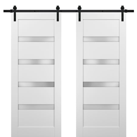 Sartodoors Double Barn Interior Door, 84" x 84", White QUADRO4113DB-WS-8484